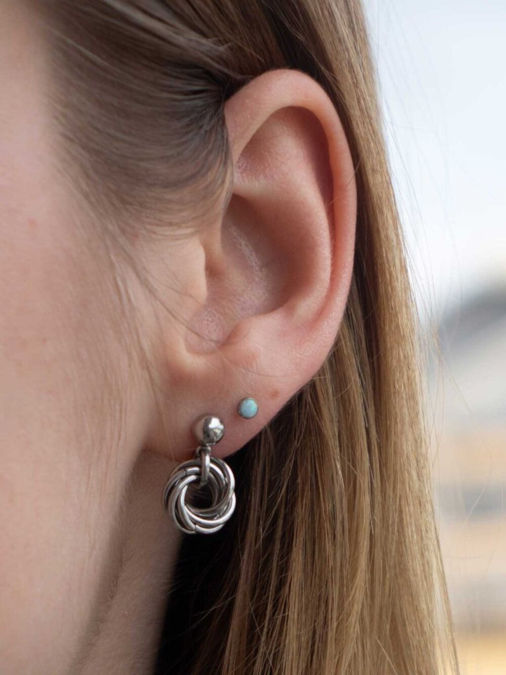 Vintage silver knot circle hoop earrings